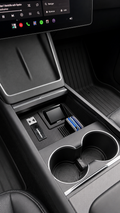 Safedrive midtkonsollfeste med LiftMaster-holder og kortspor – Tesla Model 3 Highland 2023→
